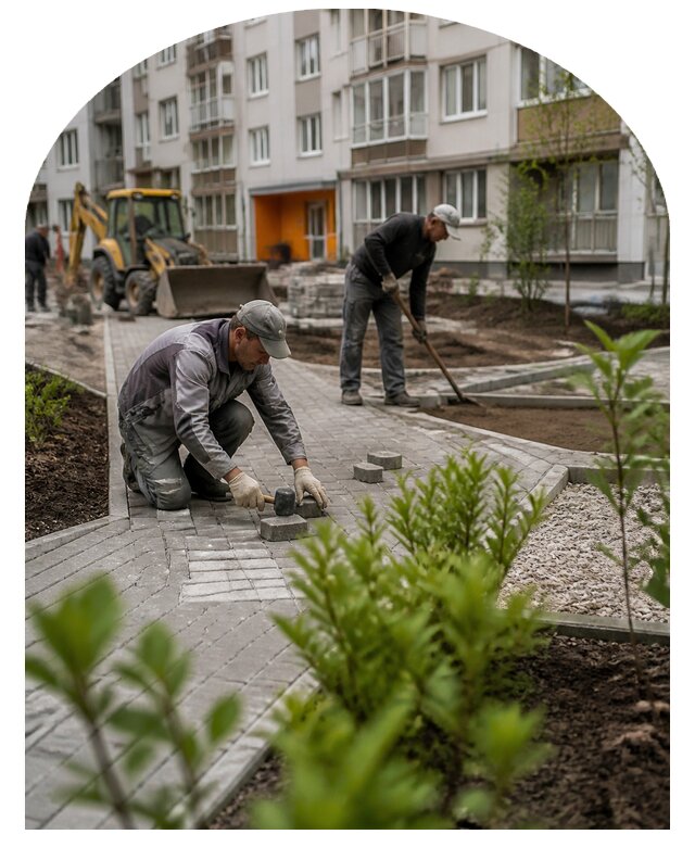 Благоустройство двора многоквартирного дома в Дзержинском